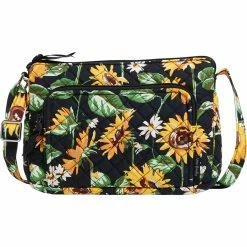 Hot Sale 🎁 Vera Bradley RFID Little Hipster In Recycled Cotton, Sunflowers 🔥
