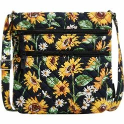 Deals 🔥 Vera Bradley Sunflowers Recycled Cotton Triple Zip Hipster 👍