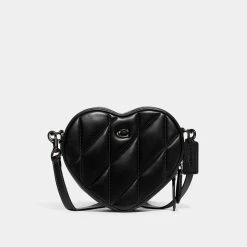 Hot Sale 😉 COACH Quilted Leather Heart Crossbody, Black ✨