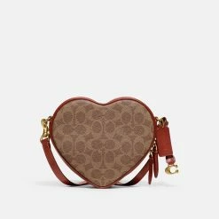 Cheapest 🎁 COACH 🧥 Coated Canvas Signature Heart Crossbody, Tan Rust 🛒